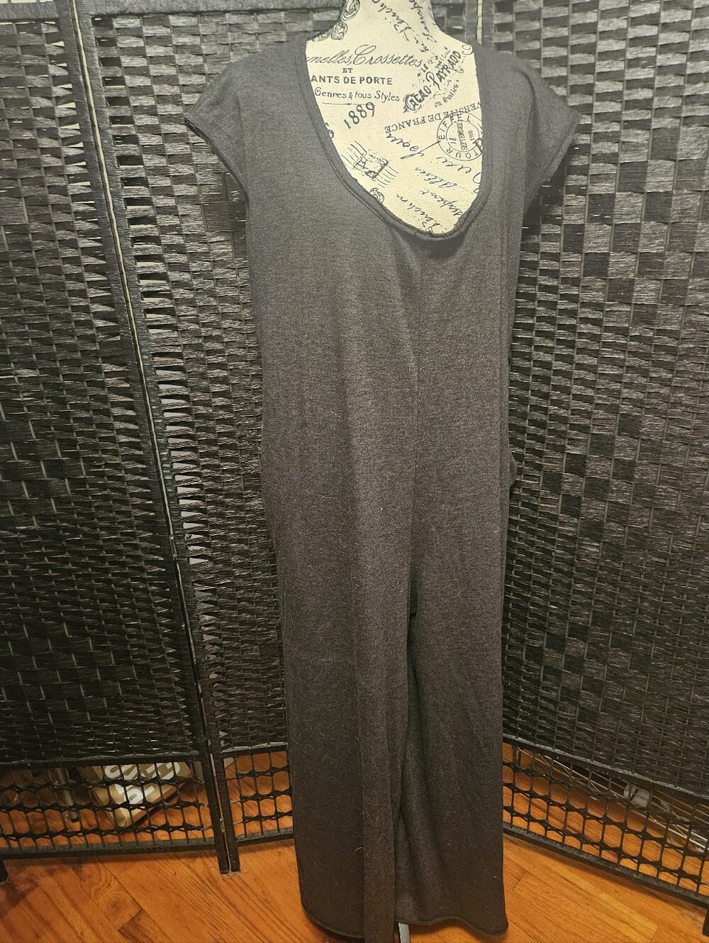 Three Bird Nest Charcoal Gray Short Sleeve Jumpsuit